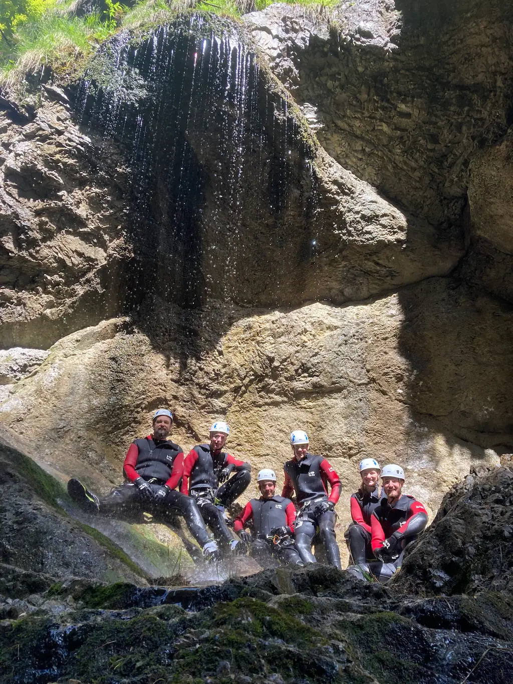 Jumping into a pool in the Strubklamm