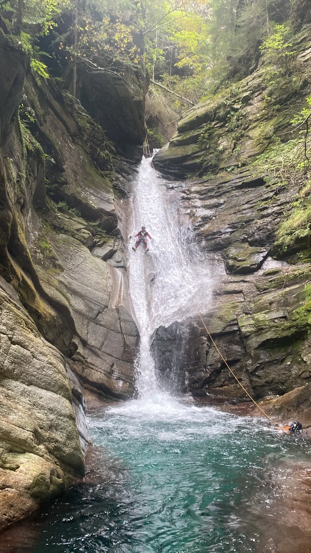 Canyoning action in the gorge